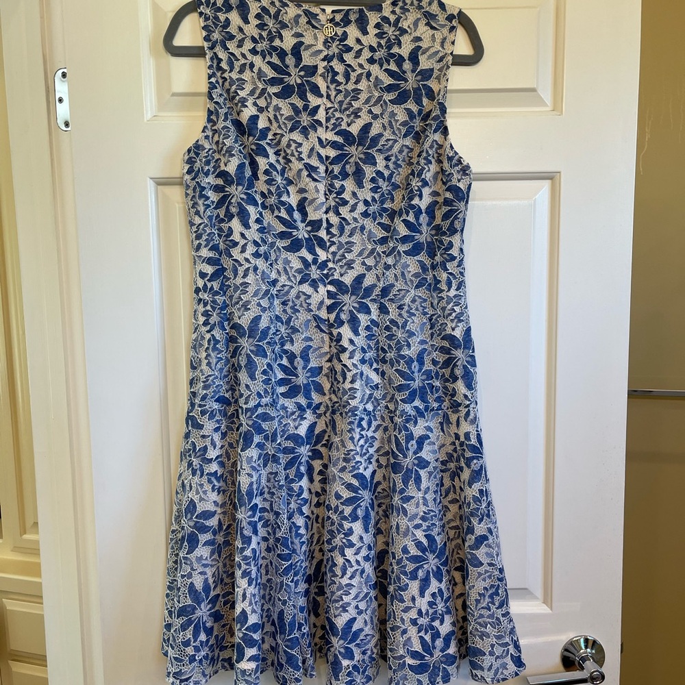 Tommy Hilfiger Blue and White Floral Lace Dress